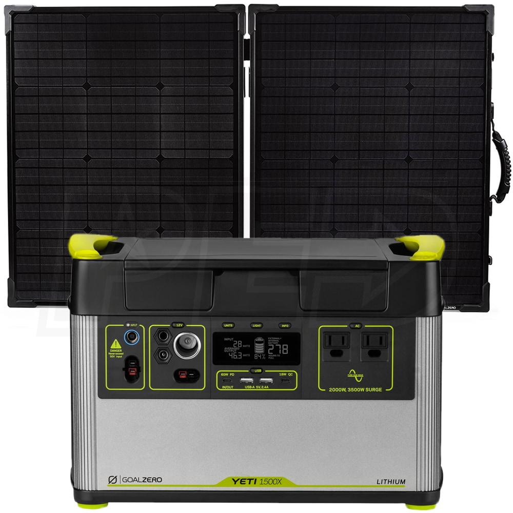 Goal Zero 44360 1500X Lithium Solar Generator Portable Station w/ Wi-Fi & 100 Briefcase Solar Panel