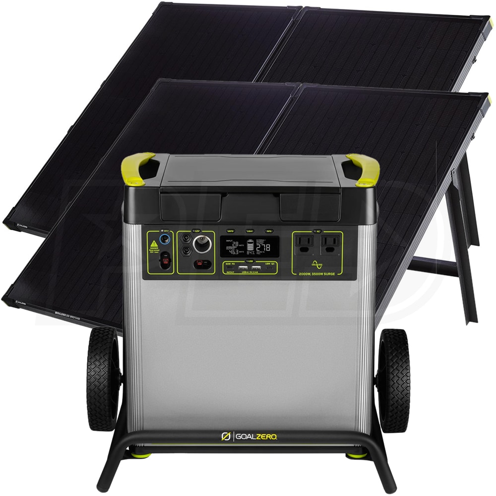Goal Zero 44390 YETI® Lithium Solar Generator Portable Power Station w/ Wi-Fi & 2 Boulder™ 200 Briefcase Solar Panel & Combiner Cable
