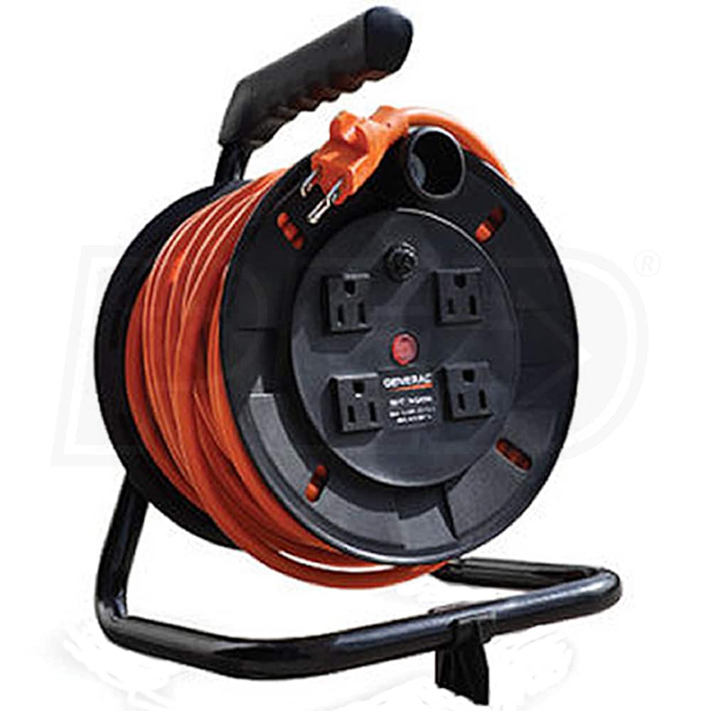 Generac 6883 - 50' Extension Cord for Portable Generators w/ Cord Reel & 4  15-Amp Outlets