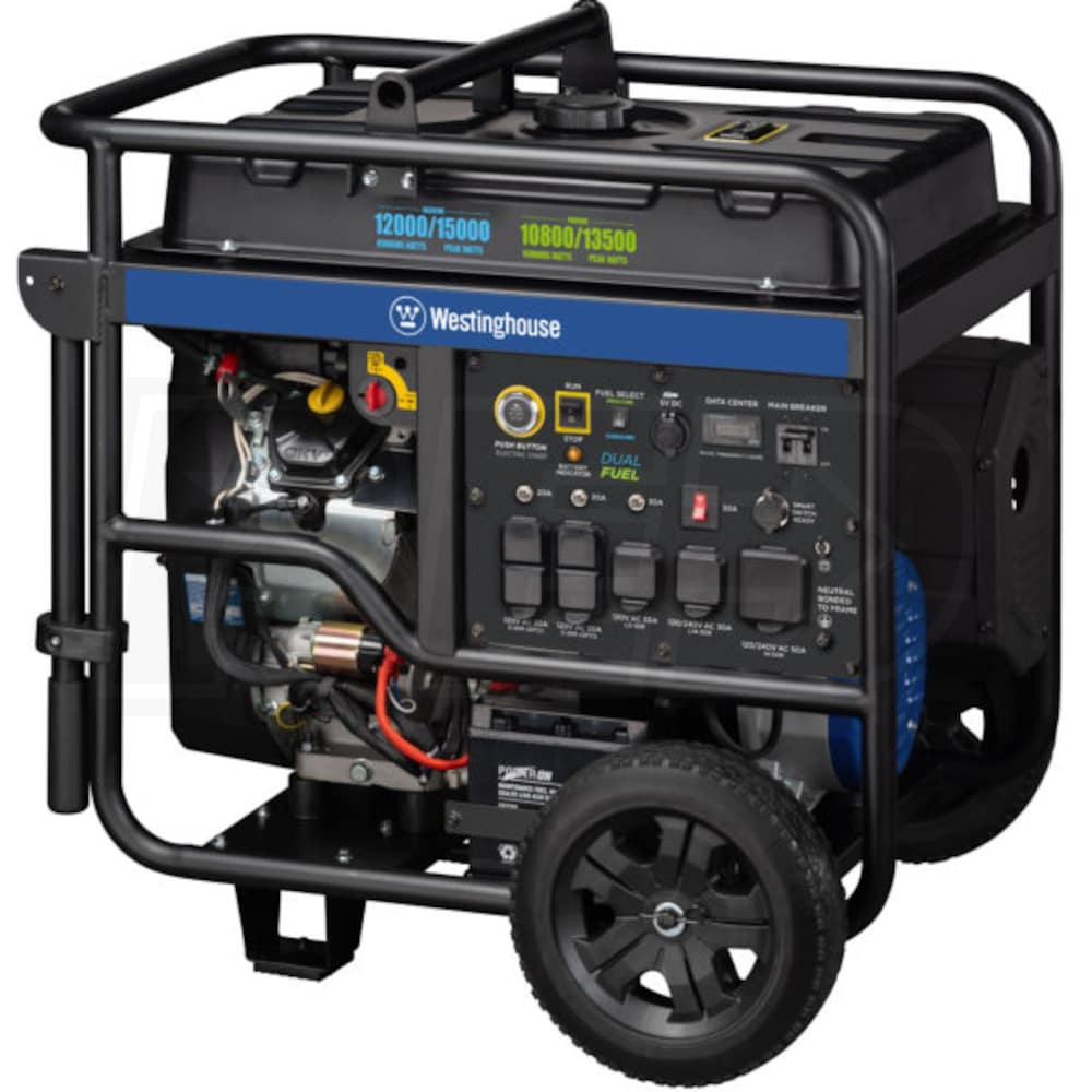 Westinghouse WGEN12000DF 12,000 Watt Electric Start Dual Fuel Portable ...