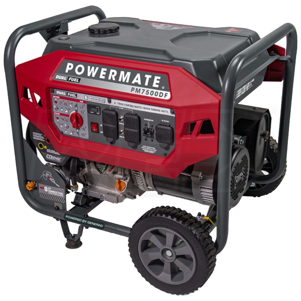 Powermate P0081800 PM7500DF - 6000 Watt Dual Fuel Portable Generator w ...