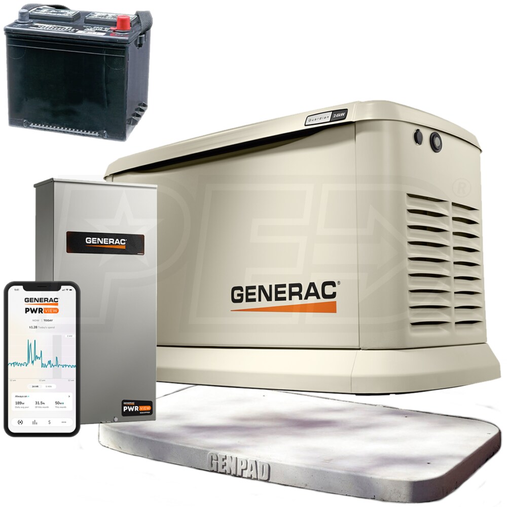 Generac Guardian EGD-7210-KIT-B ® 24kW Standby Generator System 200A ...