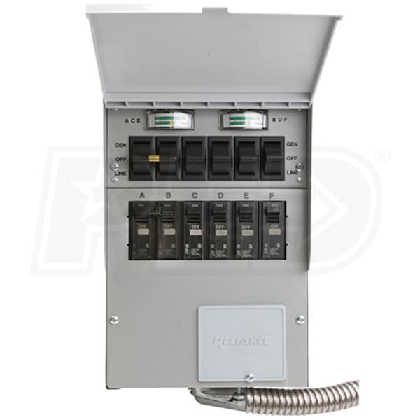 Reliance Controls A506C Pro/Tran 2 - 50-Amp 120/240V 6-Circuit Transfer  Switch w/ Interchangeable Breakers